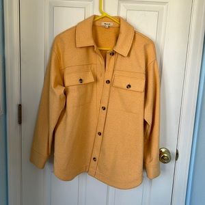 Madewell Yellow Herringbone Button Up Shirt Jacket